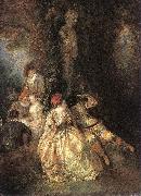 WATTEAU, Antoine Harlequin and Columbine oil painting artist